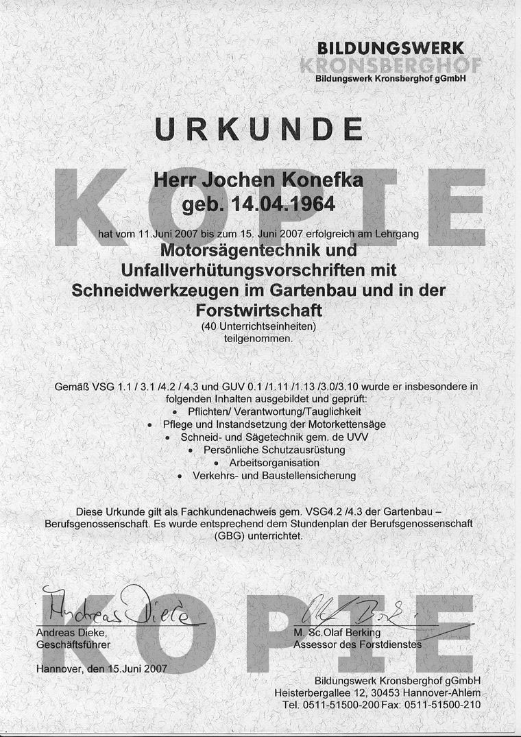 Fach-Urkunde